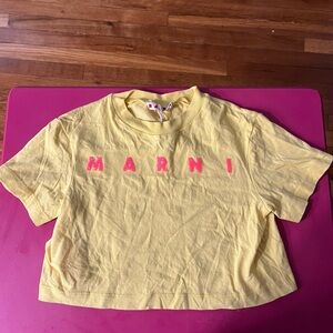Marni Kids Yellow Tee with Pink Logo